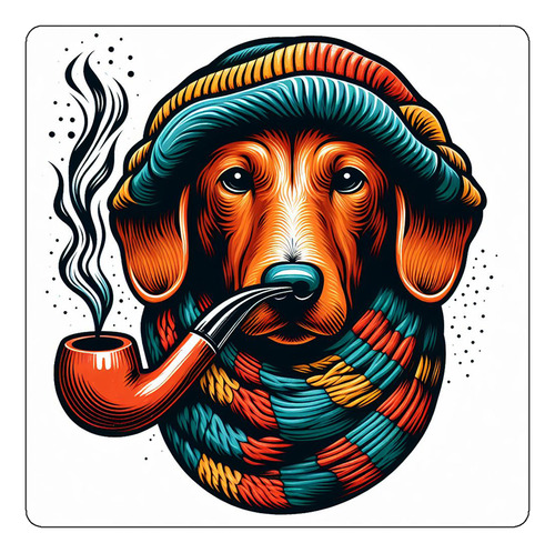 Mousepad Perro Pipa Bufanda Gorro Canchero Color