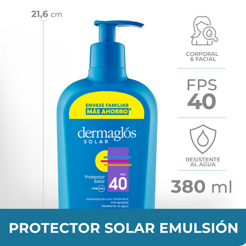 Protector Solar Dermaglós FPS40 Emulsión x380ml
