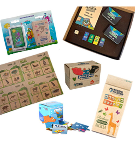 Kit Juegos De Mesa Ecologicos Mundo Marino Completo