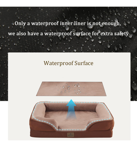 Cama Ortopédica Impermeable Para Perros Y Gatos Pequeños Marrón Diseño
