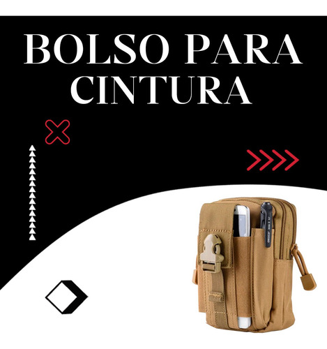Bolso Cintura Canguro Táctico Cinturón Molle Celular Pouch Marrón