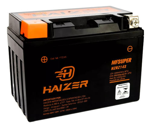 Haizer Bateria Transalp Cb1300 Shadow V-max Midnight Hzrz14s