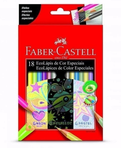 18 Eco Lápices Color Especiales Faber Neon Pastel Metalic