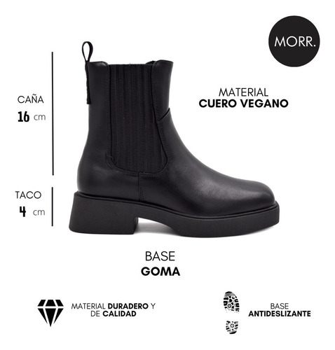 Bota Botineta Mujer Urban Cow Zeta Ecocuero Elastico Taco