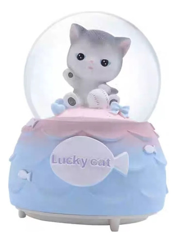 Caja De Música De Globo De Nieve De Gato Lindo