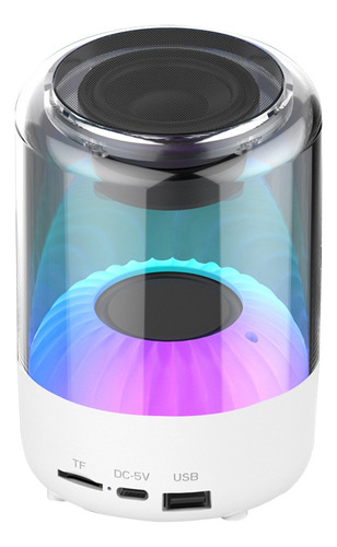 Bocina Bluetooth Portátil Altavoz Inalámbrico Con Luces Led Color Blanco