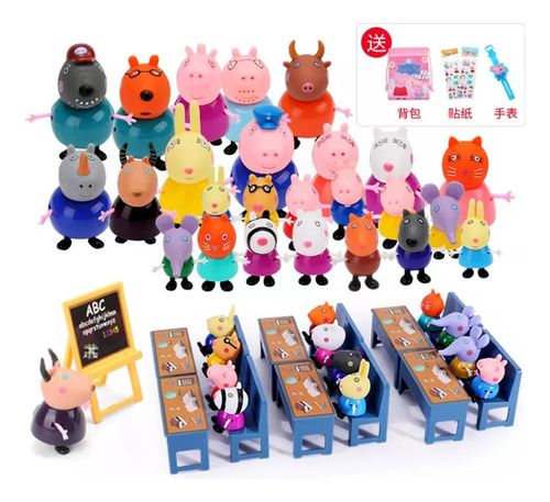 Set Lazhu De 32 Muñecas Familiares De Peppa Pig [u]