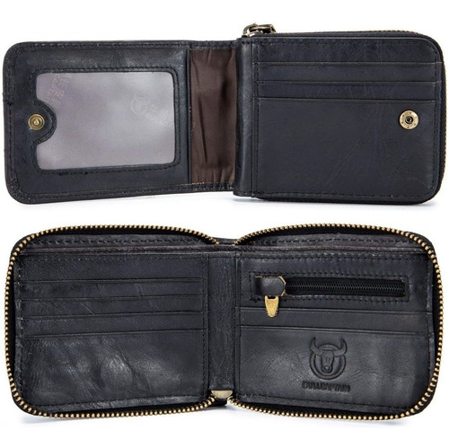 Mens Billetera De Cuero Con Cremallera De Bloqueo Rfid ...