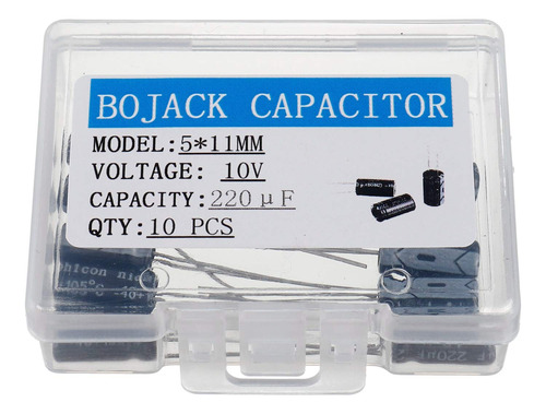 Bojack 5x11mm 220uf 10v 220mfd 10voltage ±20% Condensadores