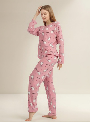 12 Pijama Dama Calientita Polar Colores Y Diseños Surtidos