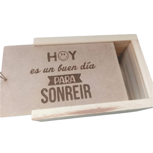 Caja En Madera - Tapa Corrediza -grabado Hoy Es Un Buen Dia