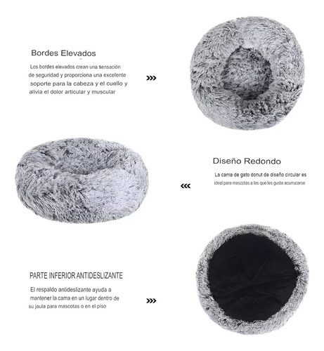 Cama Tipo Dona Antiestres Para Perros Raza Xxl Gris 100cm