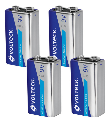 4 Pilas Baterias Alcalina 9v, Blister, Volteck