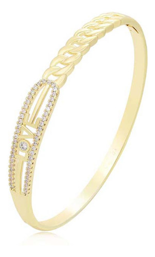 Brazalete Oro 14k Lam Swarovski Love Cadena 6cm Diamantada
