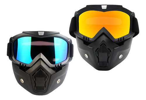 2 Piezas De Protección De Gafas De Moto Negro Retro Para