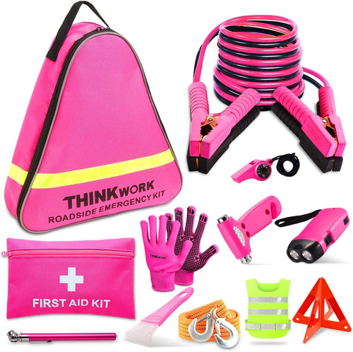 Thinkwork Kit Emergencia Auto Herramientas Rosa 11 Piezas