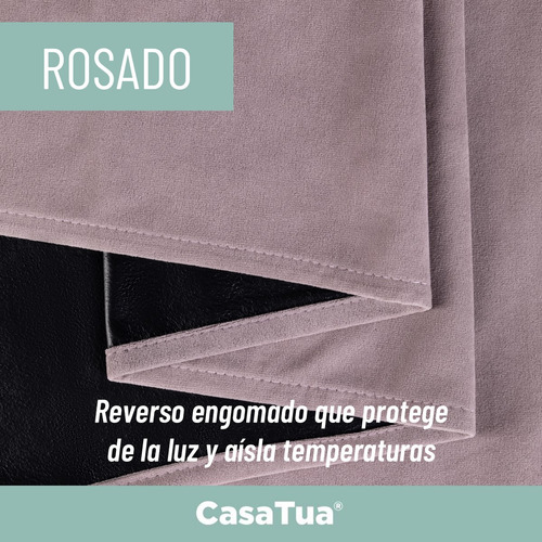 Cortina Blackout 100% 135x220cm Tipo Gamuza Casatua Set De 2 Rosado