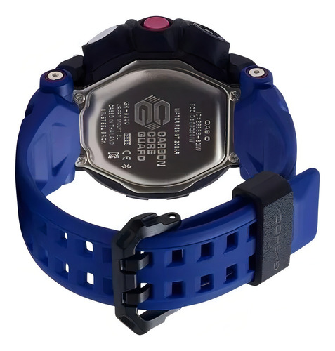 Reloj Casio G-shock Gravitymaster GR-B200-1A2DR Senso con correa cuádruple, color azul bisel, color gris oscuro, fondo gris oscuro