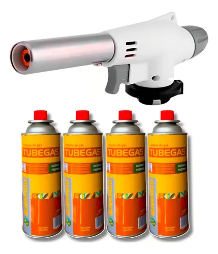 Kit Maçarico Culinário Profissional Starfer + 4 Refil Gás NTK