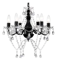 Comprar Lampara Araña Negra Cristal Moderno 6 Luz Sala Estar Comedor