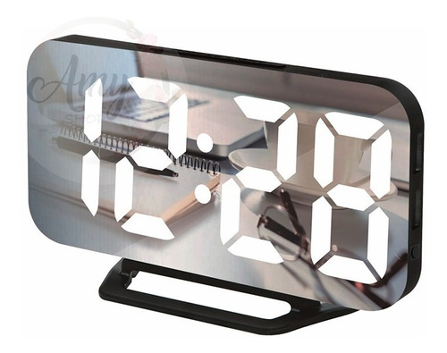 Imagen 1 de 6 de Reloj De Mesa Led Con Espejo Inteligente Digital Temperatura