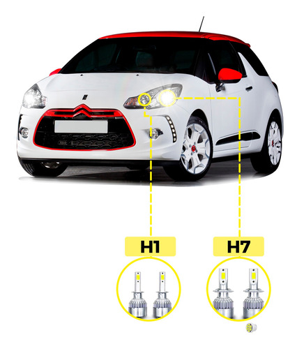 Kit Ultra Led Citroën Ds3 2013/2016 20000 Lúmens 6500k