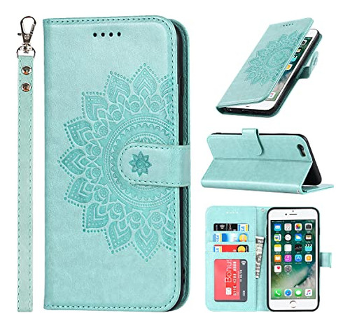 Funda Cartera Para iPhone 6 Plus iPhone 6s Plus Verde 5.5pul