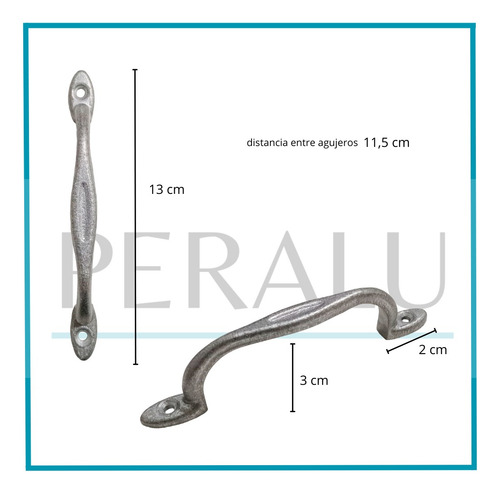 Manija Puente Cajón Aluminio Natural 130mm Pack X75u. Aluminio Natural