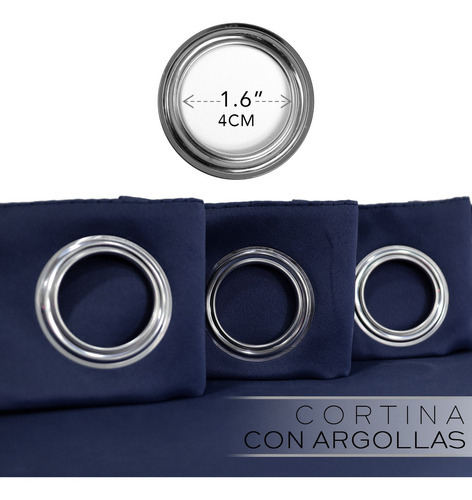 Cortina Blackout En 2 Paneles 280x220cm Premium Quality! Color Azul Marino