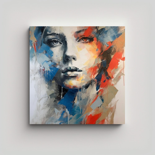 60x60cm Cuadro Abstracto De Estilo Estilo Óleo Con Rostro H