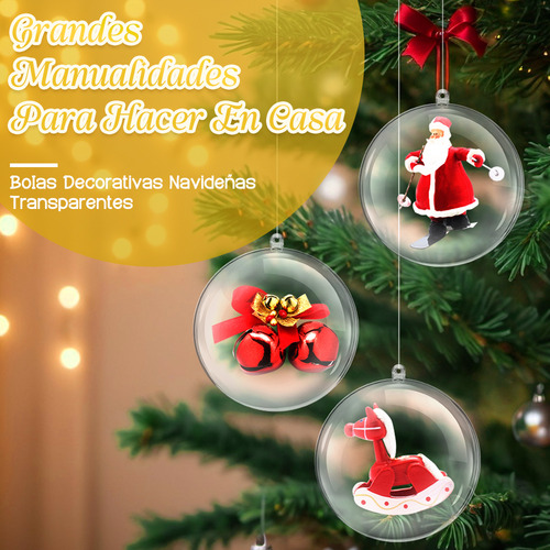 Pack 6 Esferas Acrílico Para Rellenar Decorar Navidad 8cm