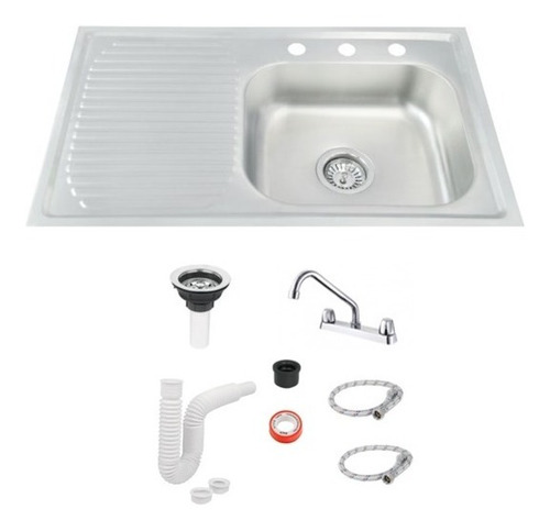 Fregadero Tarja De Empotrar Acero Inox 80x50 Cm (con Kit)