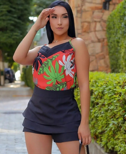 Imagem 2 de 2 de Conjunto Shorts Saia E Blusa Modinha Verão