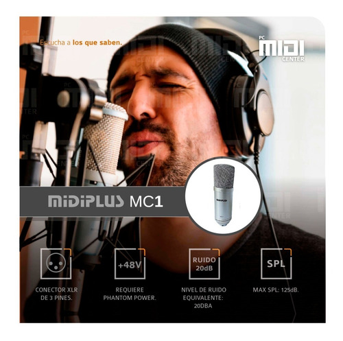 Imagen 6 de 10 de Micrófono Condenser Profesional Midiplus Mc1 Cardioide