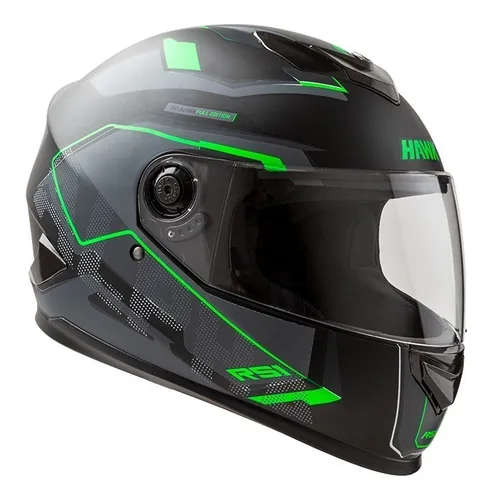 Alrededores Desgastar Tejido Casco Para Moto Integral Hawk Rs1f Alpha Verde- En Teo Motos