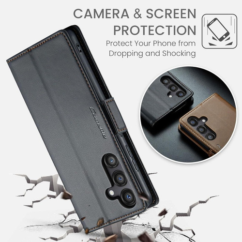 Funda Para Samsung S25 Premium Caseme Leather Cuero Colores Negro