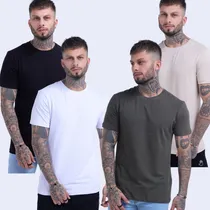 Comprar Kit 4  Camisetas Masculina Básica  Algodão Malha Peruana