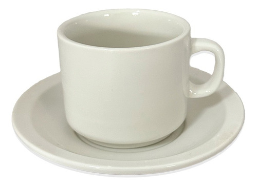 Taza De Te Cafe Y Plato Porcelana Blanco Merienda Pocillo 