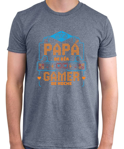 Playera Jaspeada Papá De Día Gamer De Noche