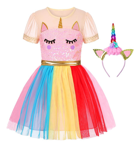 Disfraz De Princesa Unicornio Para Niña Talla (s) 4-6 Años -