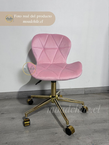 Silla De Escritorio Acolchada Mariposa Felpa Base Color Oro