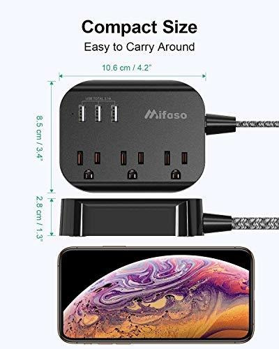 Regleta Con Usb, Regleta De Enchufe Plano Montable Con 3