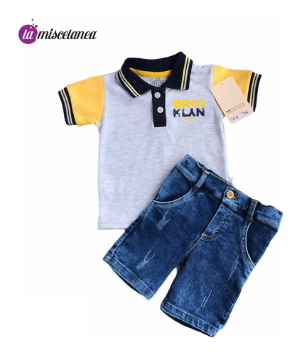 Conjunto De Polo En Algodón  Y Bermuda Para Bebe