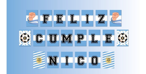 Banderín Imprimible Cumpleaños Futbol Selección Argentina