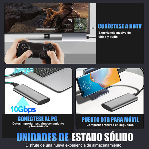 Case Gabinete Disco Duro Ssd M.2 Nvme Ngffssd Tipo C Usb 3.2