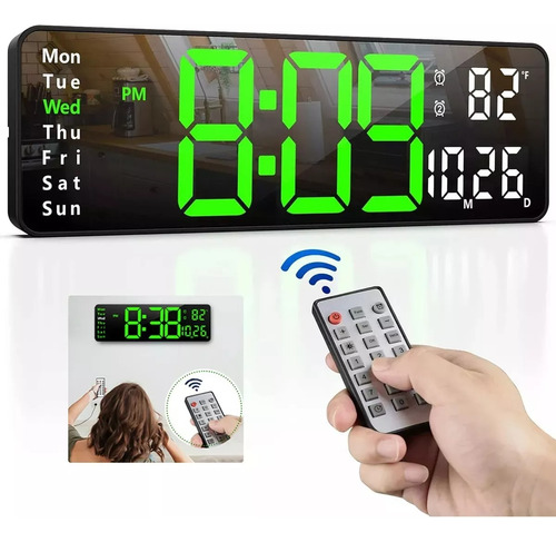 Reloj De Pared Digital Con Termómetro, Alarmas Y Calendario