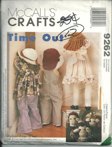 Mccall 's 9262 crafts  patron Costura Para Tiempo Out