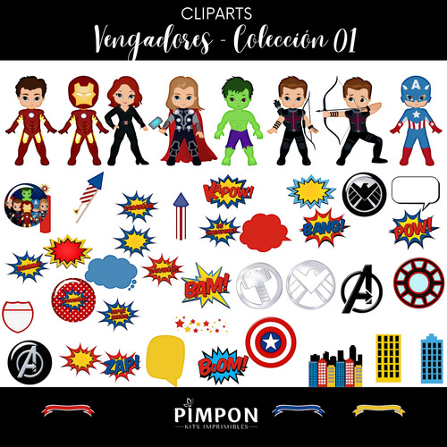 Kit Digital Cliparts + Fondos - Avengers Vol. 01