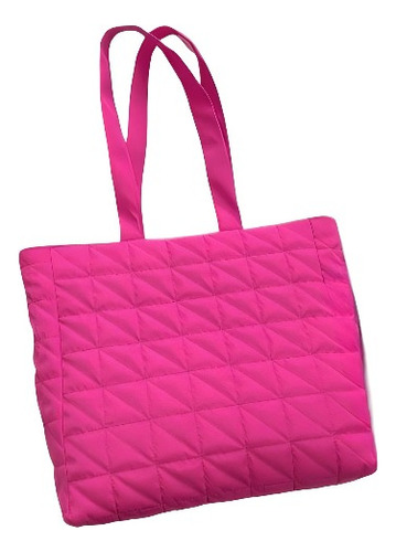 Bolso Cartera Tote De Hombro Amplio Guateado Rosa Para Mujer