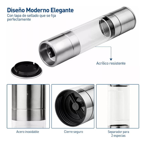 Molinillo 2 En 1 Sal Y Pimienta Pepper Grinder Manual